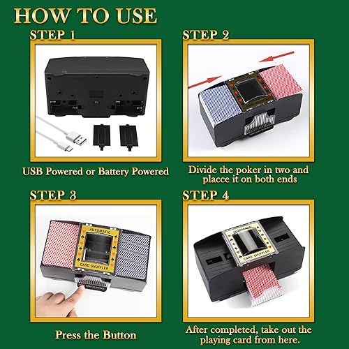 Miniatura 5 de Automatic Card Shuffler 1-6 Decks, USBBattery Operated Electric Shuffler with 1 Deck of Cards & USB Cable, Playing Card Shuffler for UNO, Poker,