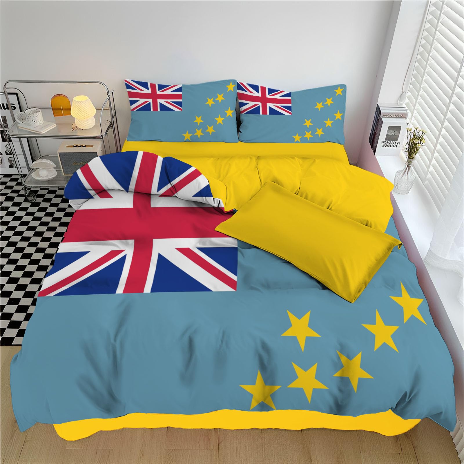 Housse de couette Tuvalu 140x200 parure de lit 1 personne taie d'oreiller