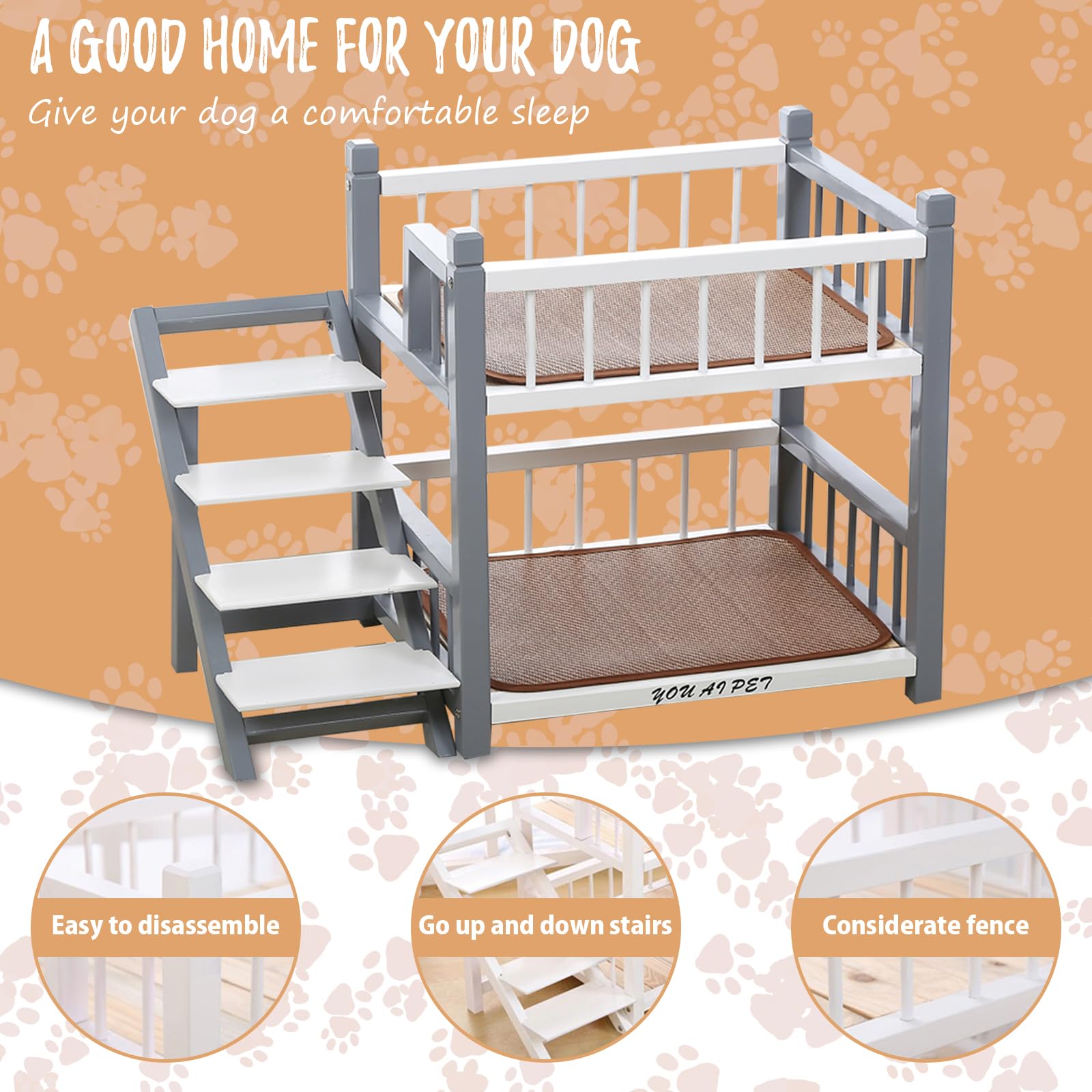 Amazon.co.jp: EQWZUPD 犬用二段ベッド、ダブルドッグベッド、大型犬用