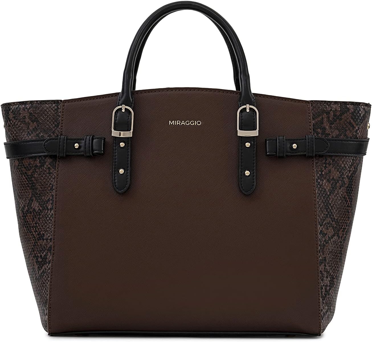Miraggio Rosalind Top-Handle Women's Tote Handbag with Shoulder Strap, Dark Brown
