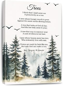 Trees Poem Canvas Wall Art Vintage Prints Modern Pictures Living Room Decor Quote Poetry Posters Framed 8 * 12 Inch