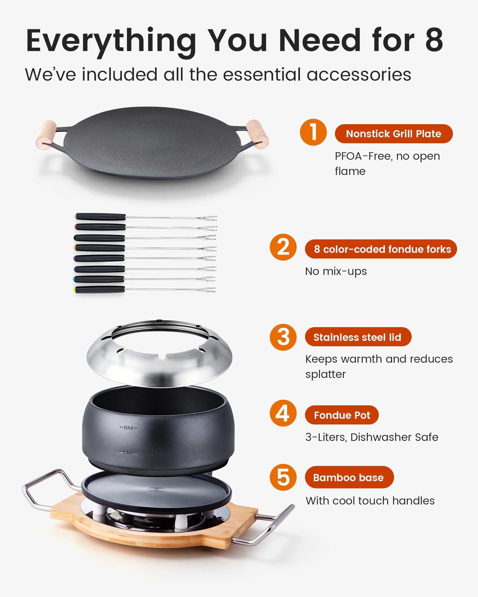 2-in-1 Fondue & Grill Set - Melt & Grill Simultaneously -6