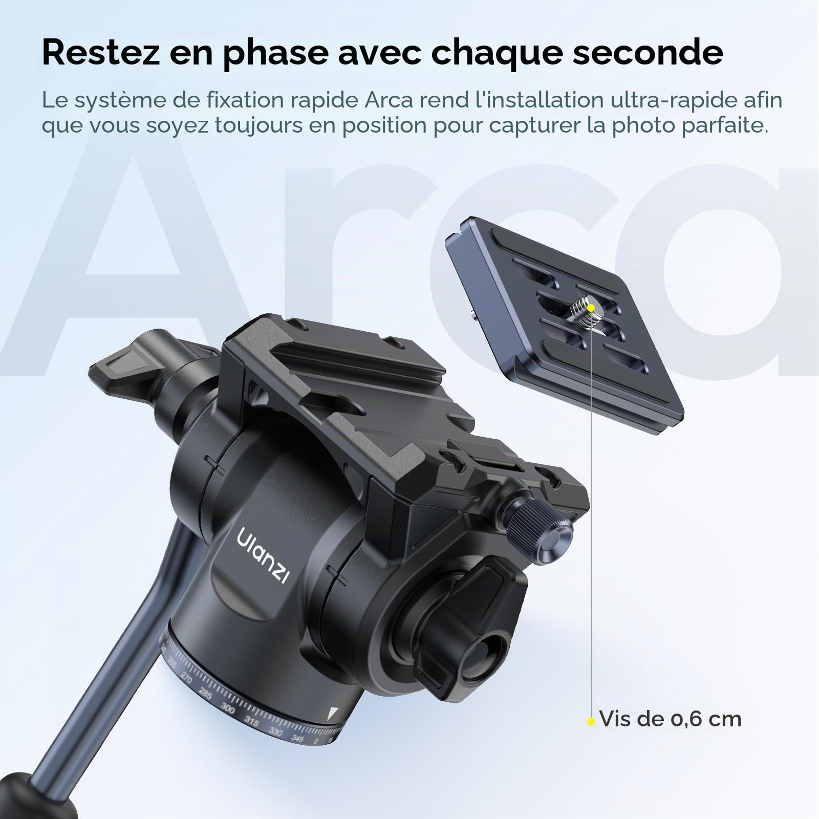 ULANZI 157cm Trépied Appareil Photo, Trépied Vidéo avec Tête Hydraulique 360° &-70°/+90° Tilt Pan, avec Support pour Téléphone et Arca Swiss, Compatible avec Canon, Nikon, Sony, iPhone, Samsung
