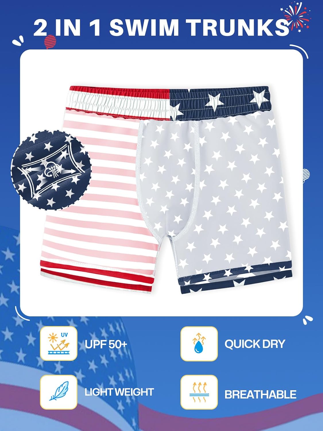 BesserBay Boys Summer Beach Swim Trunks Compression Liner Adjustable Drawstring Board Shorts 6-16 Years