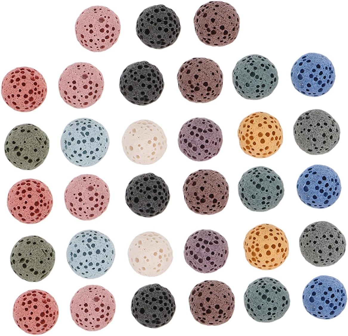 Alipis 33pcs Essential Oil Diffuser Stones Round Aroma Beads for Home Office Car and Jewelry Making Fragrance Retention with Volcanic Stone