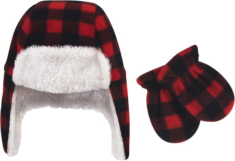 Hudson Baby Unisex Fleece Trapper Hat and Mitten Set
