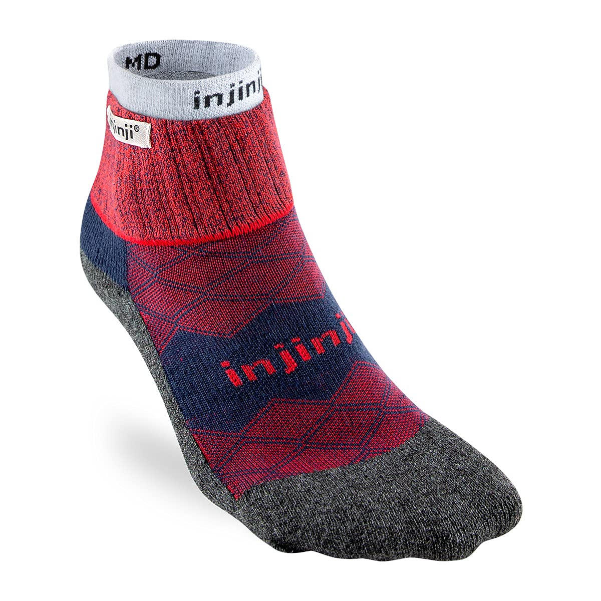 Injinji Men's Brick Liner Runner- Teensokken - Rood - Unisex - Mini Crew - Lightweight