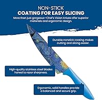 Vista 3 de CHEF'S VISION Masterpiece Juego de Cuchillos - Juego de cuchillos de corte de acero inoxidable de 6 piezas para cocina, impresionantes diseños