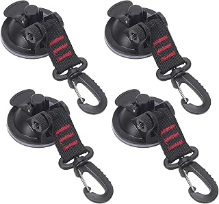 Heavy Duty Suction Cup ，4pcs Strong Suction Cups with Hooks Deavy Duty Lock Grip for Awning Boat Camping Trap Tie Down