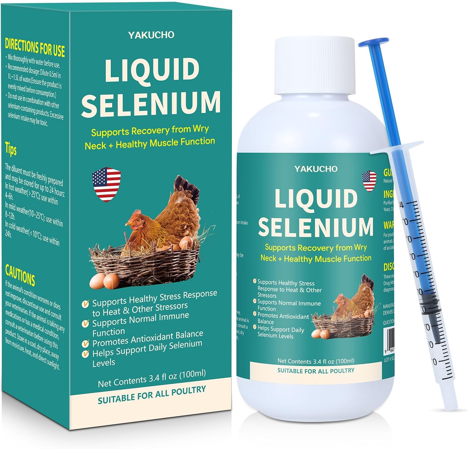 Liquid Selenium for Poultry Supports Muscle Function Stress Response Immune Balance Antioxidant Support Suitable for All Poultry 3.4 fl oz