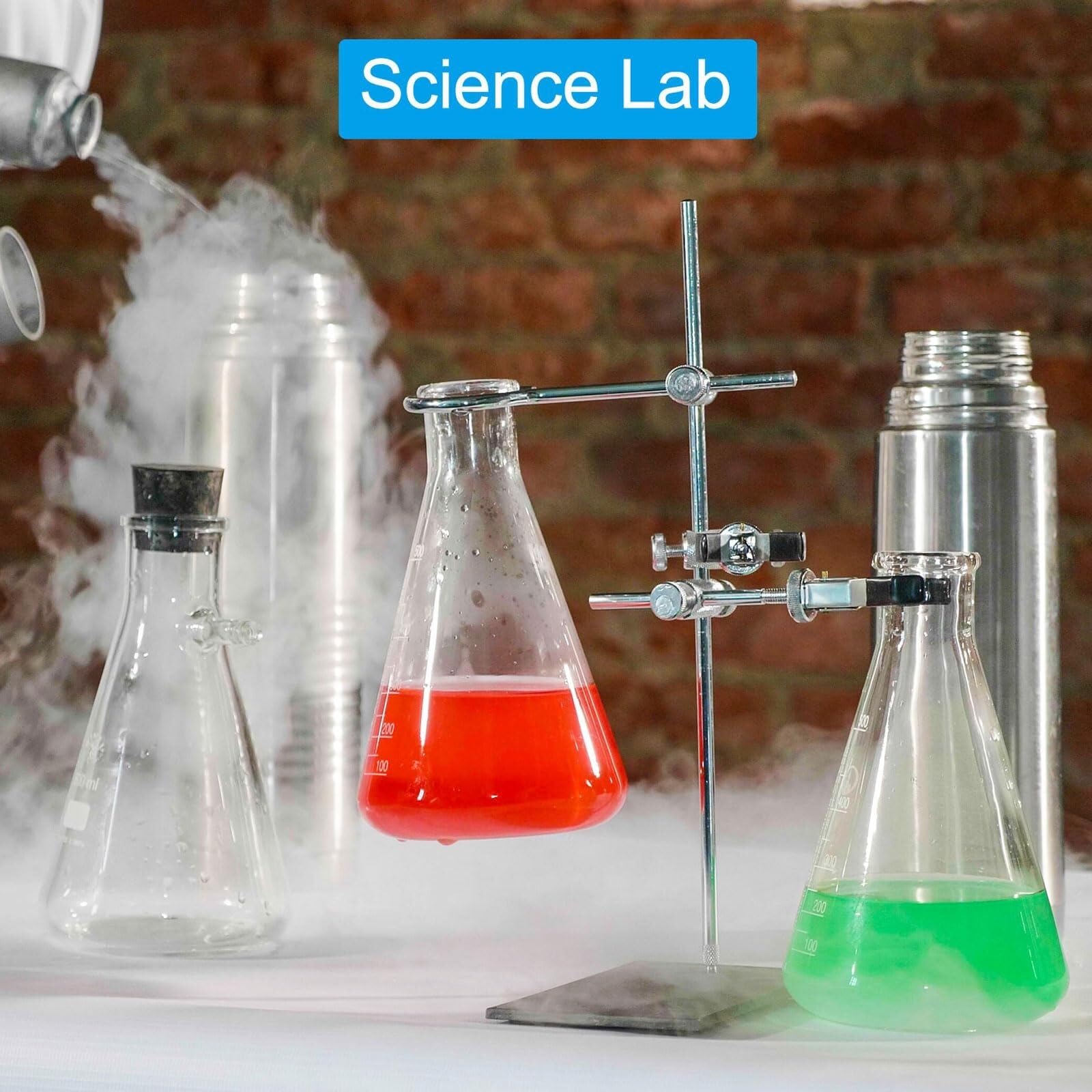 8 Piezas 25ml Matraz Erlenmeyer de Vidrio Borosilicato - Cuello Estrecho Graduado para Experimentos de Laboratorio(5pcs,100ml/3oz)