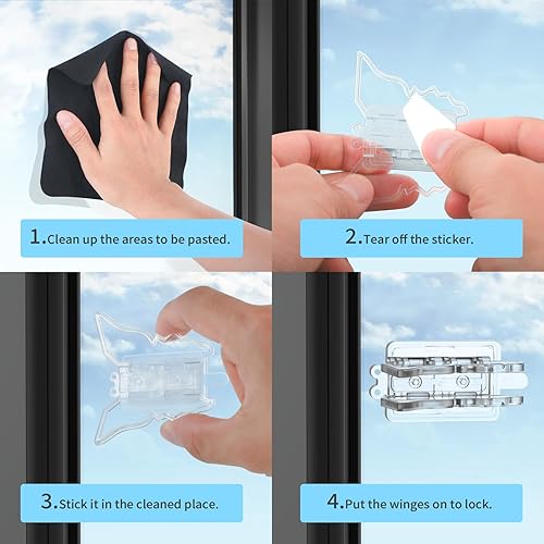 Miniatura 3 de 6 cerraduras de puerta corredera a prueba de niños, cerradura de seguridad de ventana de vidrio deslizante para puerta de patio, puerta corrediza de