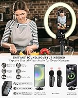 Vista 3 de Kit de vlogging para iPhone/Android, anillo de luz de 10 pulgadas con soporte, trípode de 74 pulgadas para iPhone con luz, micrófono, kit de inicio