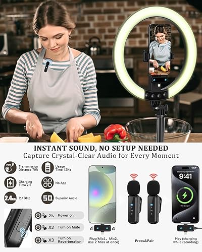 Miniatura 3 de Trípode de teléfono de 55 pulgadas y palo para selfie, soporte para teléfono celular con control remoto inalámbrico, soporte para teléfono con luz