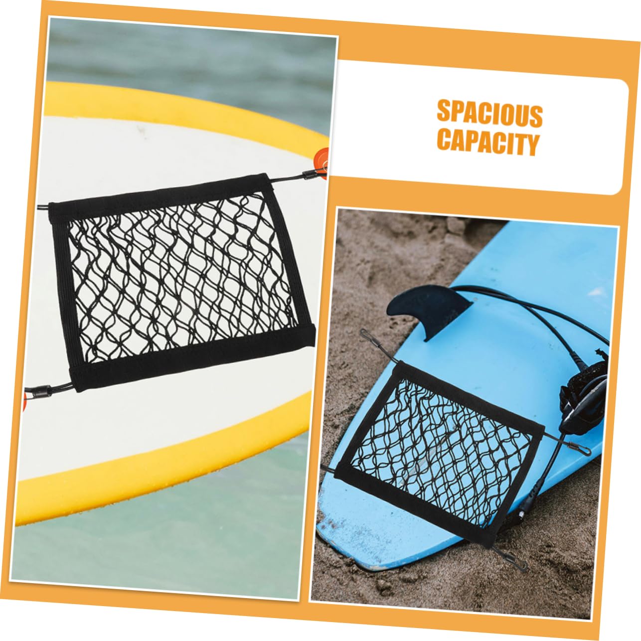VANZACK Kayak Net Pouch Boat Storage Net Paddleboard Bag Elastic Storage Bag Deck Organizer for Water Sports