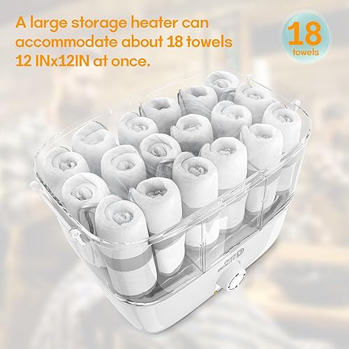 Miniatura 2 de Calentador de toallas de vapor caliente de 600 W, calentador de toallas húmedo de mesa, con capacidad para hasta 18 toallas, temporizador de apagado