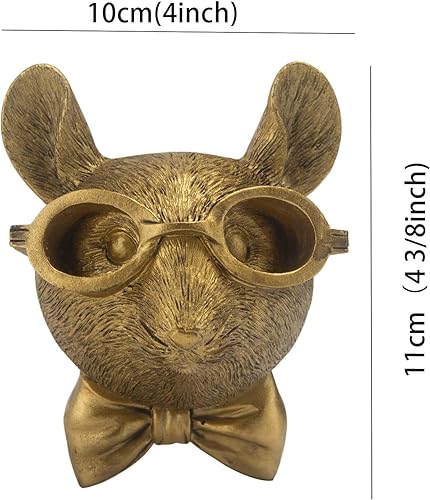 Miniatura 10 de Juedawyal Decoración artística de pared de cabeza de animal, cabeza de conejo, decoración de pared de animal, adornos bronceados para colgar en la