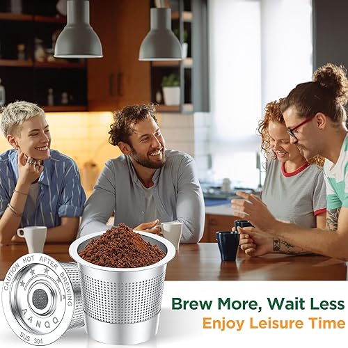 Miniatura 6 de AANQQ Cápsulas reutilizables K Cup para Keurig paquete de 4 cápsulas mejoradas de malla de acero inoxidable de doble capa - Filtro recargable de