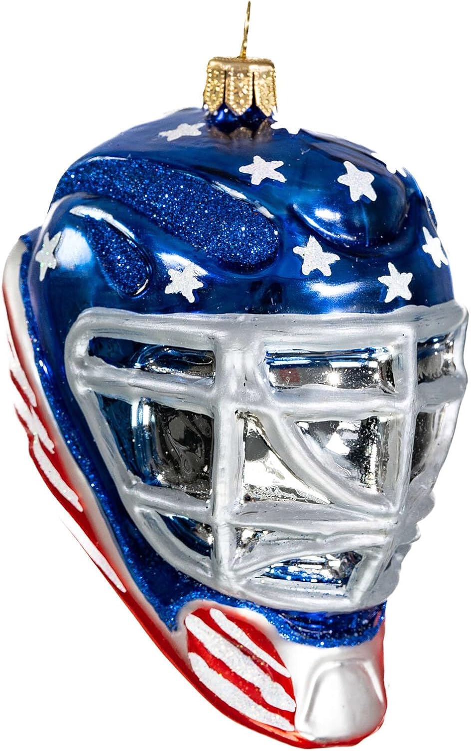 Blown Glass Hockey Helmet Christmas Tree Ornament 10 cm