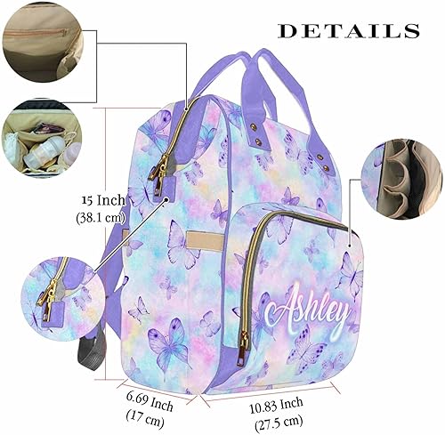 Miniatura 8 de Bolsa de pañales personalizada Bolsa de pañales para bebé con nombre para nueva mamá, mochila de mariposa para el cuidado del bebé, 0908-12,