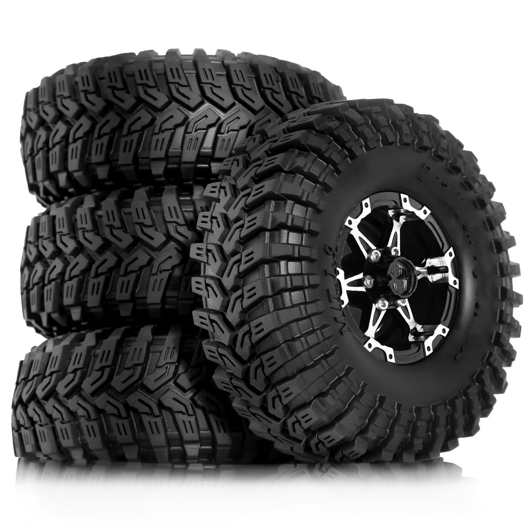 RC Pneus Jante Compatible avec FCX10 pour Axial pour SCX10 Pro pour SCX10 UTB18 pour TRX4 pour Redcat Gen8 Pneus Tout-Terrain 1.9 avec Jante Beadlock pour Voiture RC Crawler 1/10(Type A)