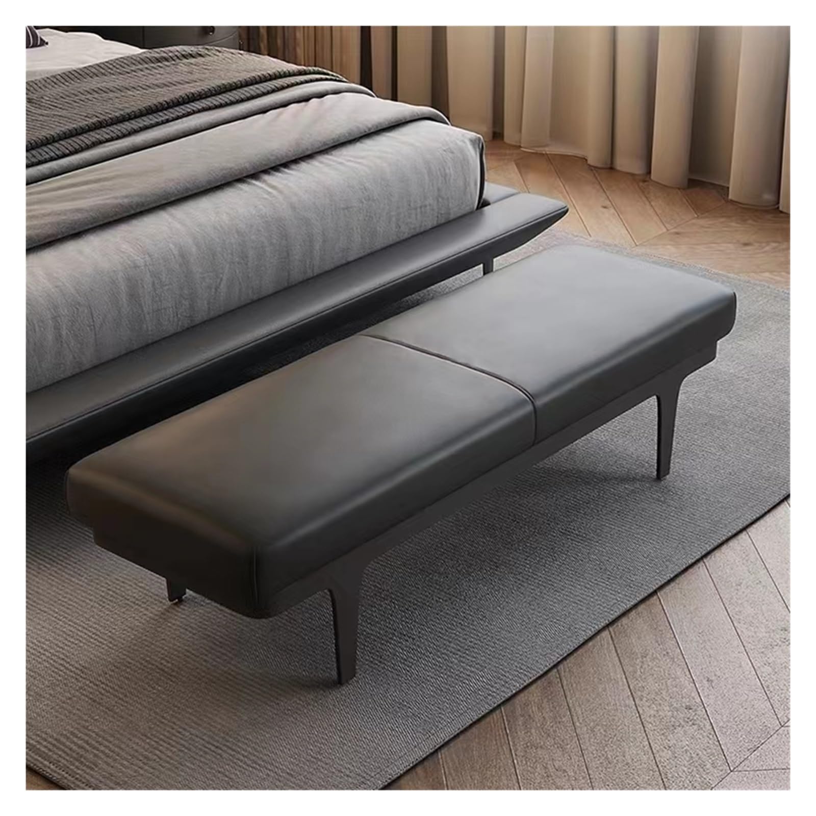 Banc de Chambre rembourré en Cuir PU, siège d'entrée et de Bout de lit avec Pieds en métal - Décoration élégante pour Salon et Salle à Manger (120x45x42cm)