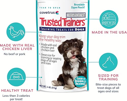 Miniatura 3 de Covetrus NutriSentials Trusted Trainers - Golosinas suaves para perros pequeños, medianos y grandes, sabor a pollo, paquete de 3, 4 onzas