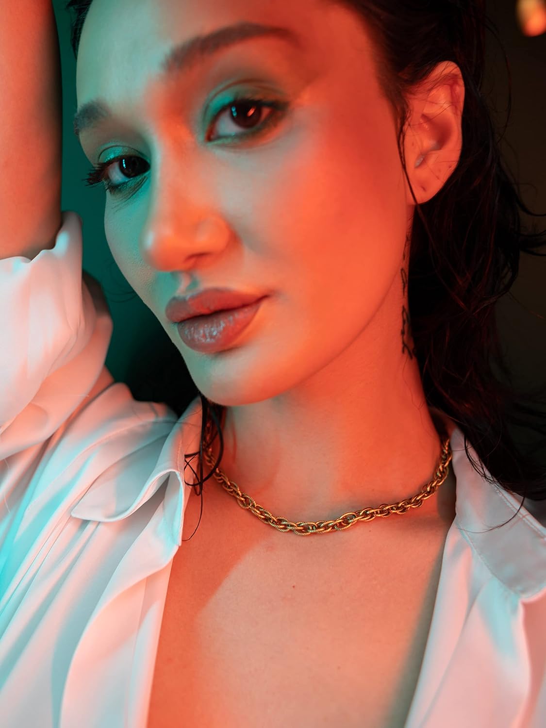 Link Chain Necklace, 18K Gold Plated Stainless Steel, Hypoallergenic, Non-Tarnish, Vintage Style Textured Braided Rope Collar Choker Necklace, Waterproof Jewelry for Women - Image 8