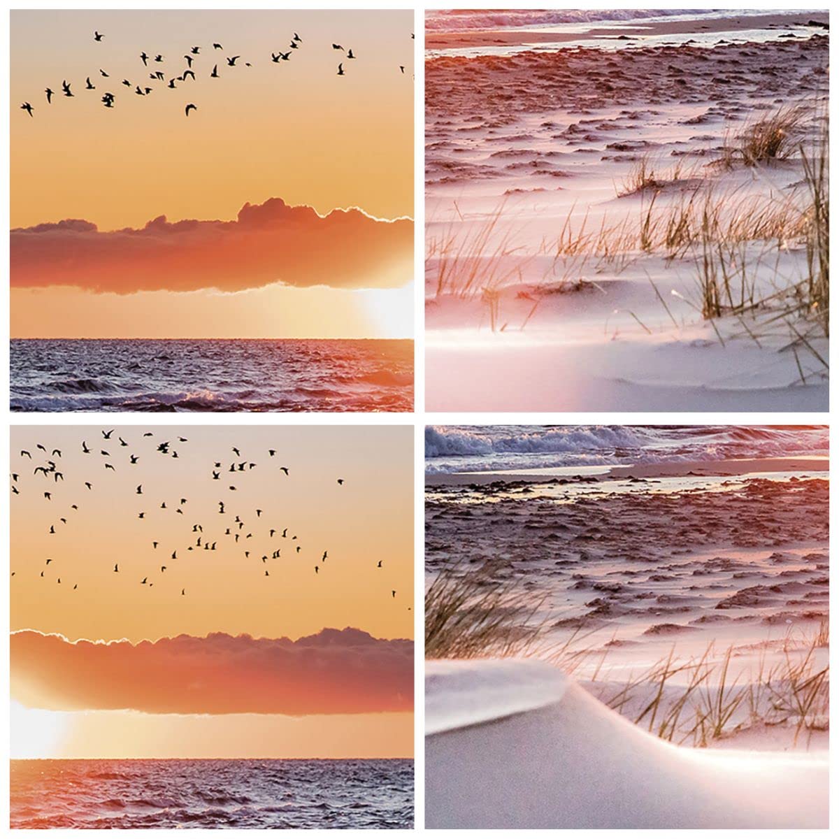 Impression sur verre - Image sur verre - Chemin en bois sur la plage au coucher du soleil
