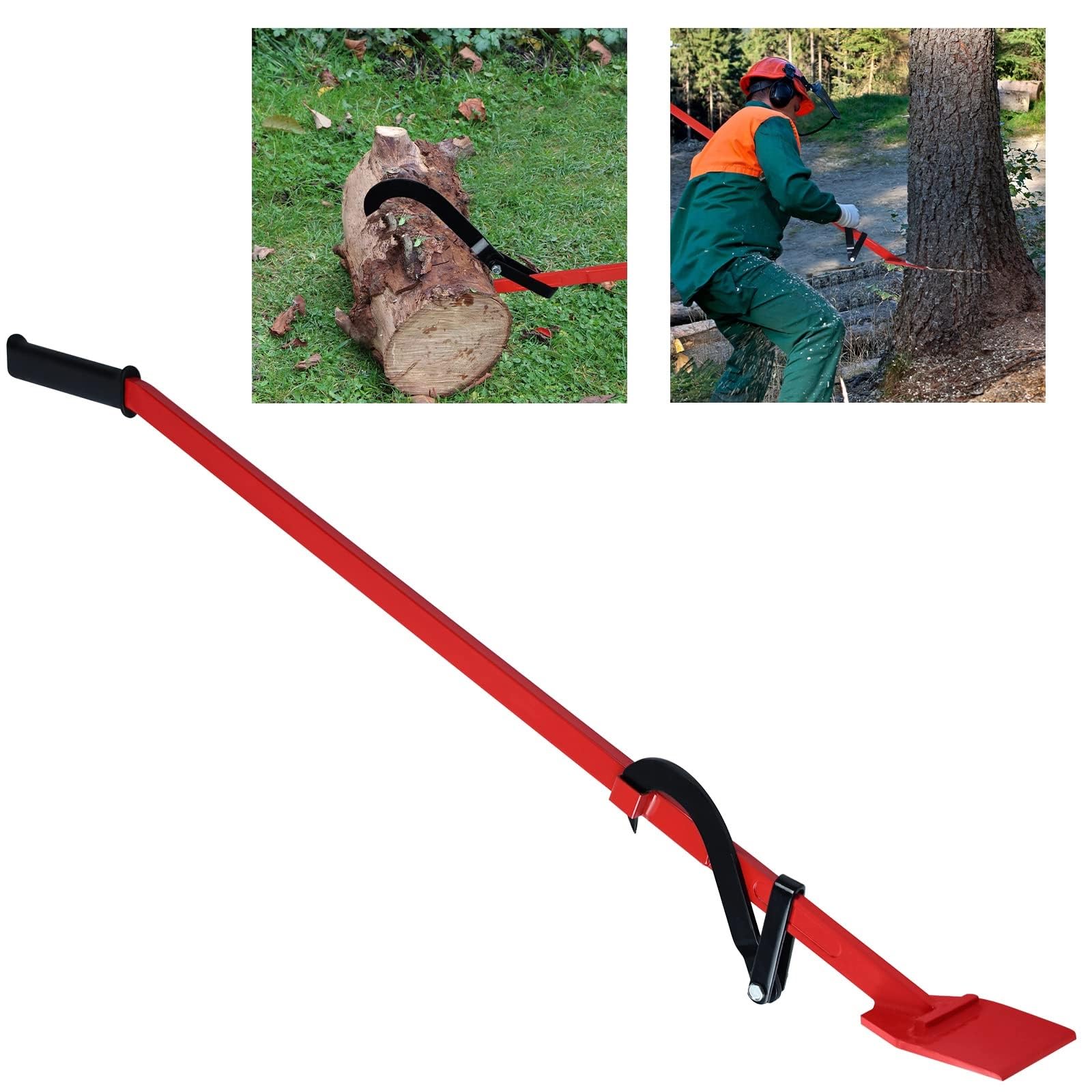 UISEBRT 130 cm in acciaio ad alta resistenza con gancio reversibile e impugnatura in gomma antiscivolo – paletta per tronchi, carico massimo 250 kg – gancio di sollevamento manuale girevole