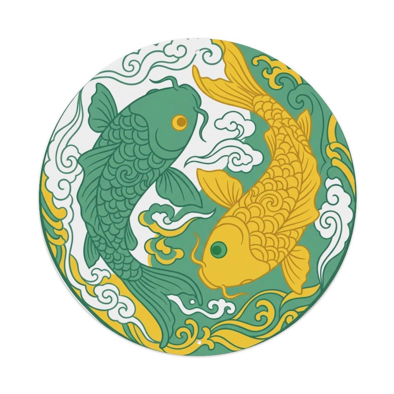 Metal Tin Sign Tai Chi Koi Fish Classic