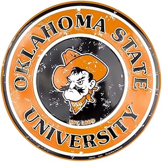 Signs 4 Fun Round Sign | Oklahoma State Sign | 12” Diameter | Embossed Aluminum Sign | Made in the USA