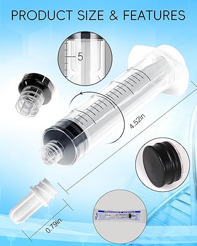 Miniatura 23 de Jeringa Luer Lock de 0.1 fl oz sin aguja, jeringas de plástico de 3 cc, estériles, selladas individualmente, paquete de 30