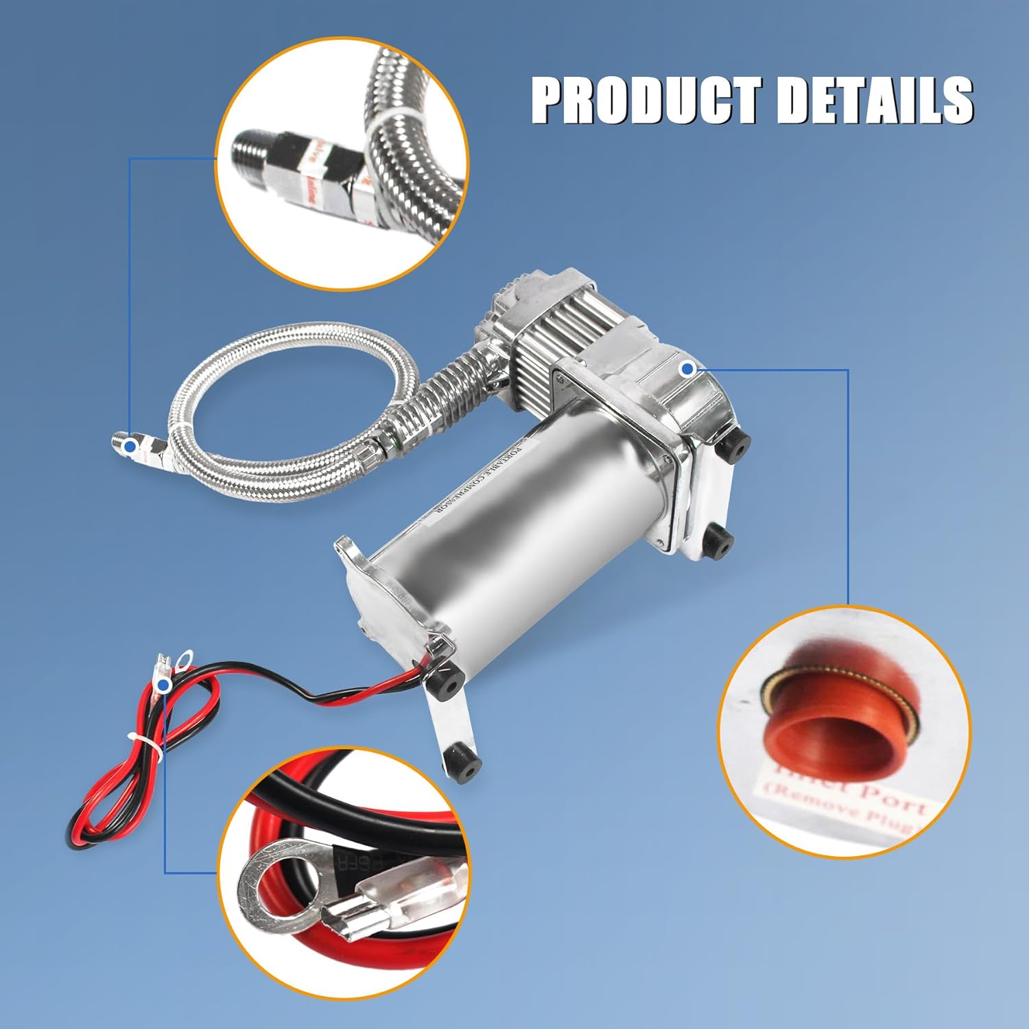 JDMSPEED New 12 Volt Dual Chrome 440C 200 PSI Air Compressor Kit 440C