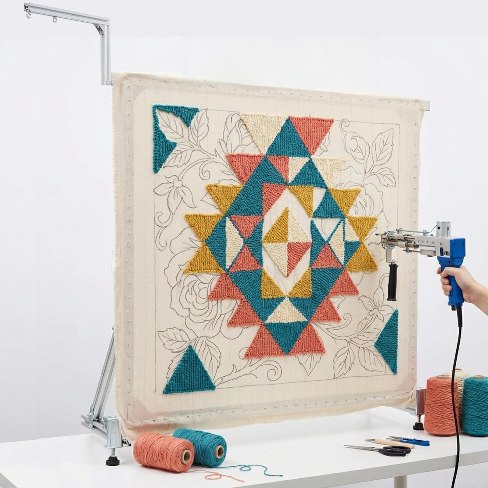 tonchean Tufting Frame 35.5''x35.5'' Rug Tufting Frame Tufting Kit Aluminum Material Nail Frame for Rug Making Primary Tufting Cloth Stand for Tufting Supplies Carpet