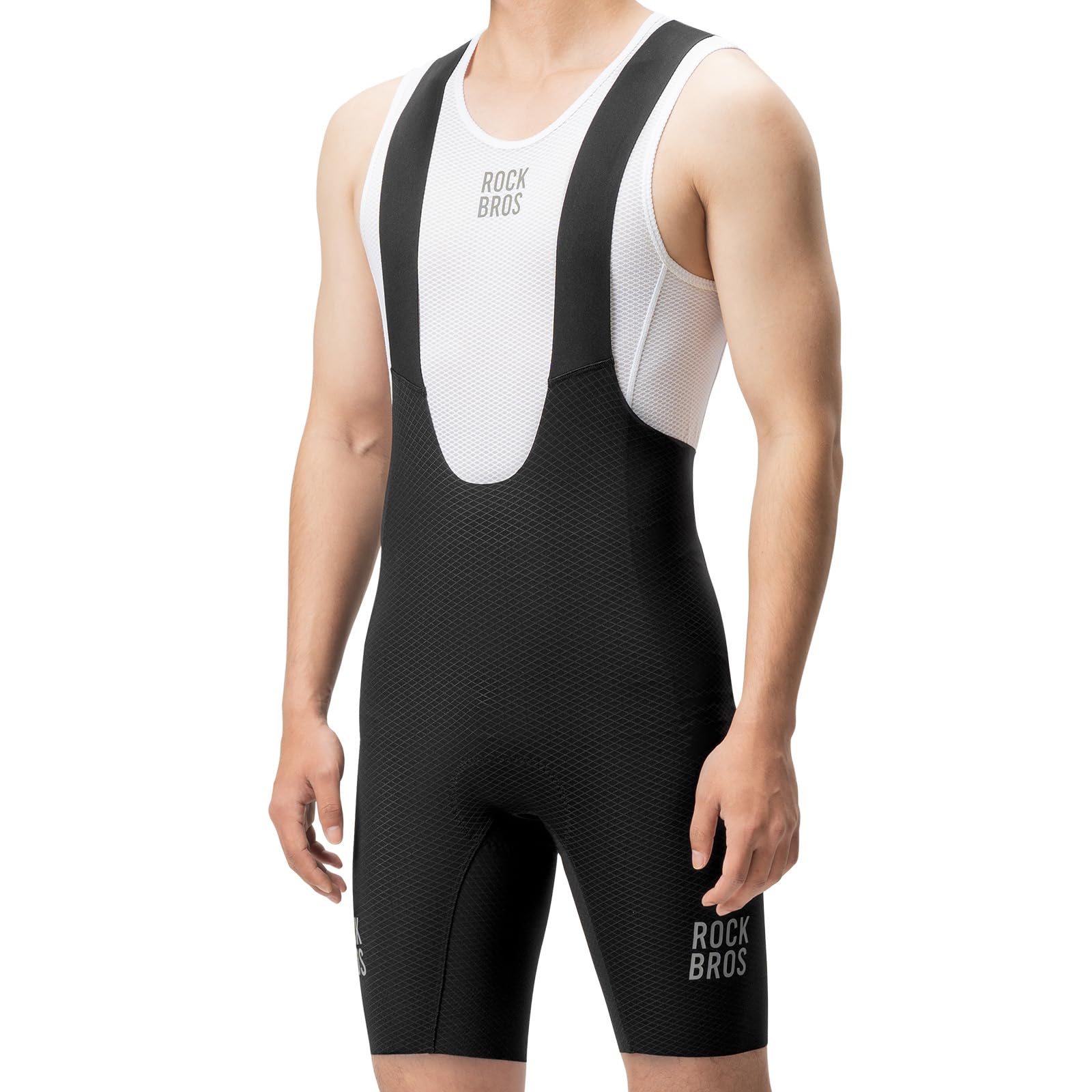 ROCKBROS Salopette Ciclismo Uomo Estiva, Pantaloncini Ciclismo Uomo con Bretelle Imbottiti, con Fodello 3D, Traspirante e Asciugatura Rapida, Abbigliamento per Bici da Strada MTB, Nero