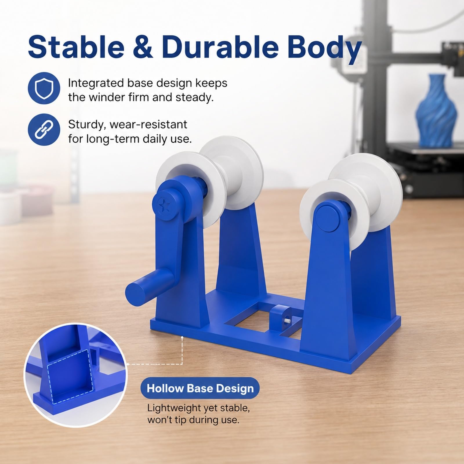 3d-filament-umspulmaschine, Handbetriebener 1-kg-spulenwickler, Doppelspulenhalterung, Filamentrollen-organizer, Integrierte Drahtbegrenzungsführung, Für 3d-druckstudios Und Heimwerkerprojekte