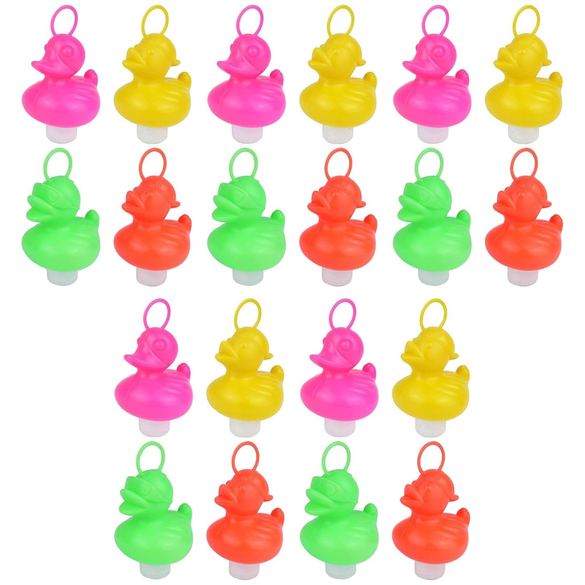SERENA'S ® Pack of 20 Weighted Ducks with Hooks 7cm Plastic Ducks in 4 Neon Colours Kids, Duck Fishing Set, Duck Bath Set