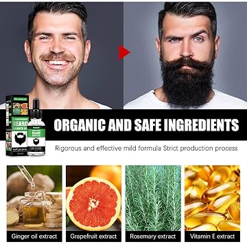 Growth Beard Oil, Grow Beard Thicker & More Full Thicken Hair Beard Oil For Men, Strengthens & Beard Softens, and Promotes M
