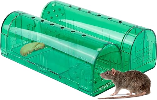 Paquete de 2 trampas humanas para ratones, trampas para jaula de animales vivos para ratas, ratones, fáciles de usar y limpiar, sin liberación