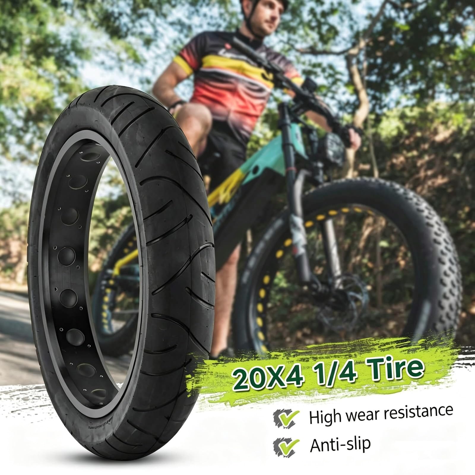 20x4 1/4 Fatbike Reifen mit Schlauchset | Rutschfestes Straßenprofil