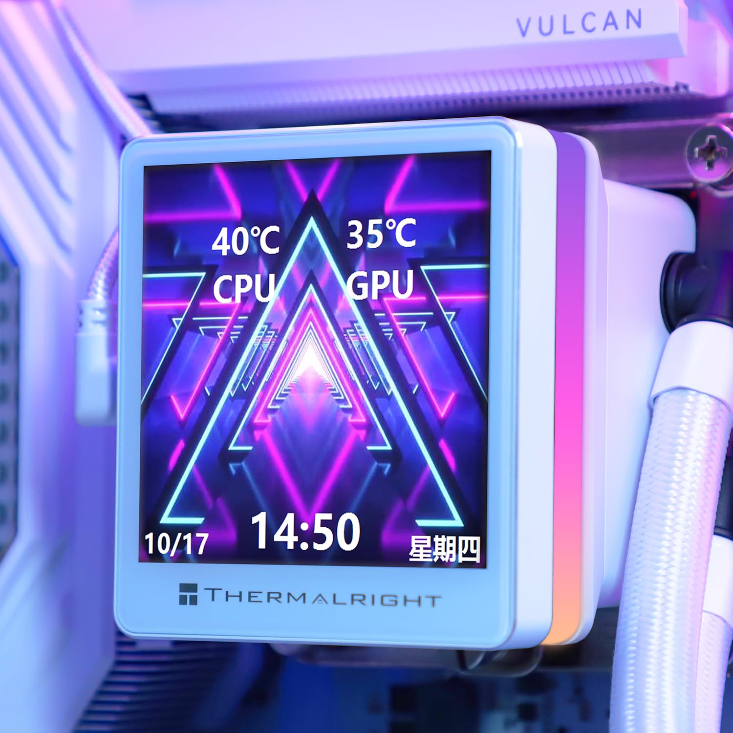 TR Grand Vision 240 ARGB Enfriador líquido para procesador todo en uno blanco, pantalla LCD IPS con resolución 480 x 480, para AM4/AM5/LGA1851/1700, pantalla LCD de 3,4 pulgadas absorbente imanes para