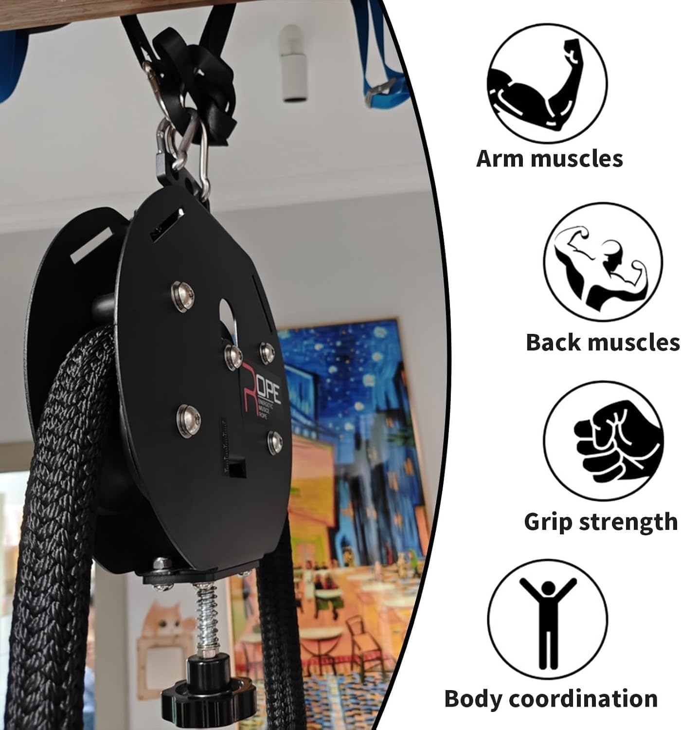Entrenador De Cuerda Infinita, Entrenamiento De Fitness Con Cuerda De Tracción For Entrenam, Máquina De Poleas De Resistencia Ajustable, La Espalda y El Tronco，Mejora La Flexibilidad, La Coordinació