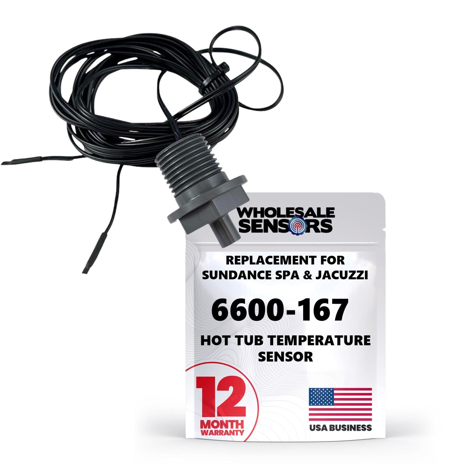 Wholesale Sensors Replacement for Sundance Spa & Jacuzzi 6600-167, 12 Month Warranty, Hot Tub Temperature Sensor with Box End Connectors