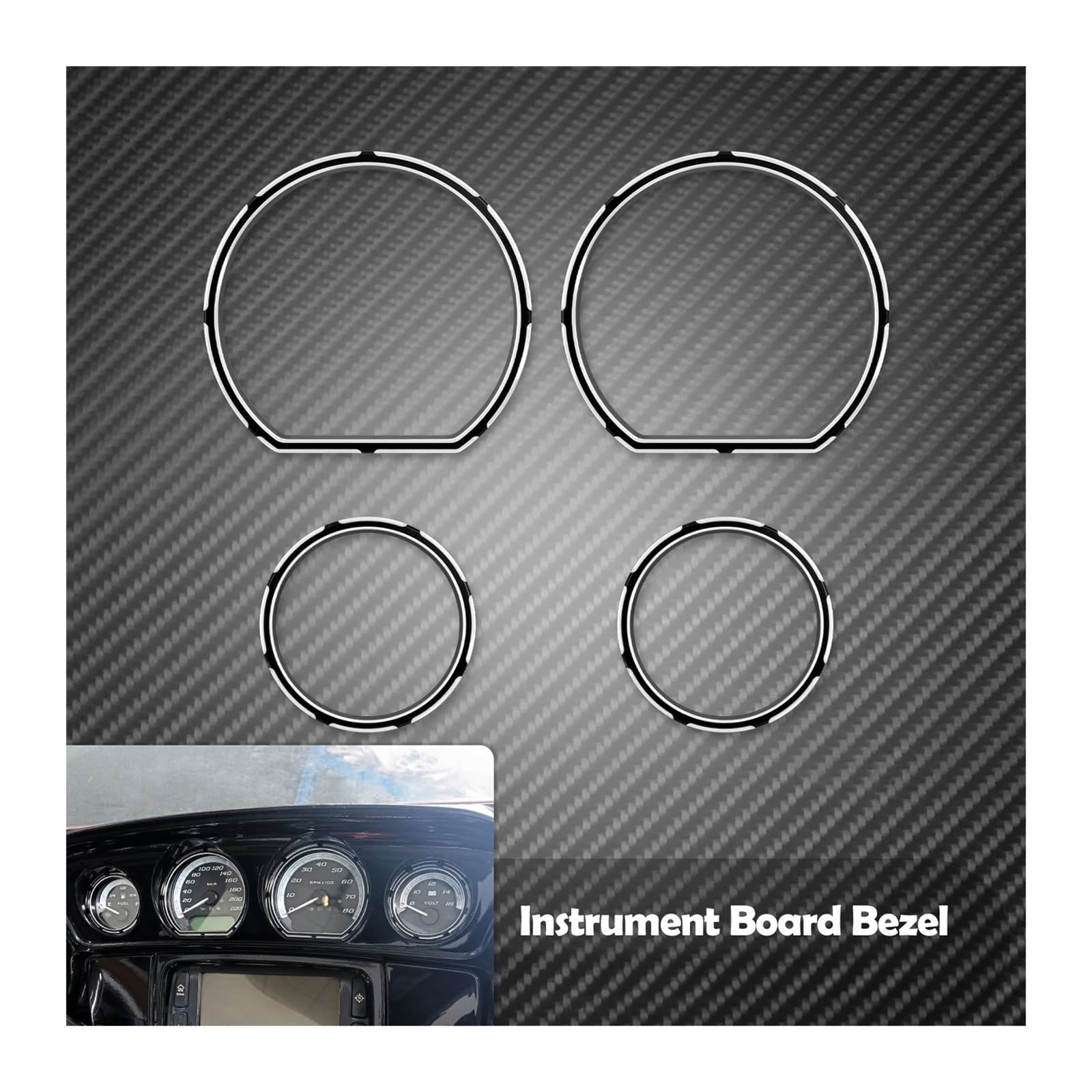 Cuentakilómetros Motocicleta Accesorios para Motocicletas, Kit de Bisel para Tablero Instrumentos, Insertos Anillo embellecedor velocímetro, para Touring Street Glide y para Ultra 2014-2023