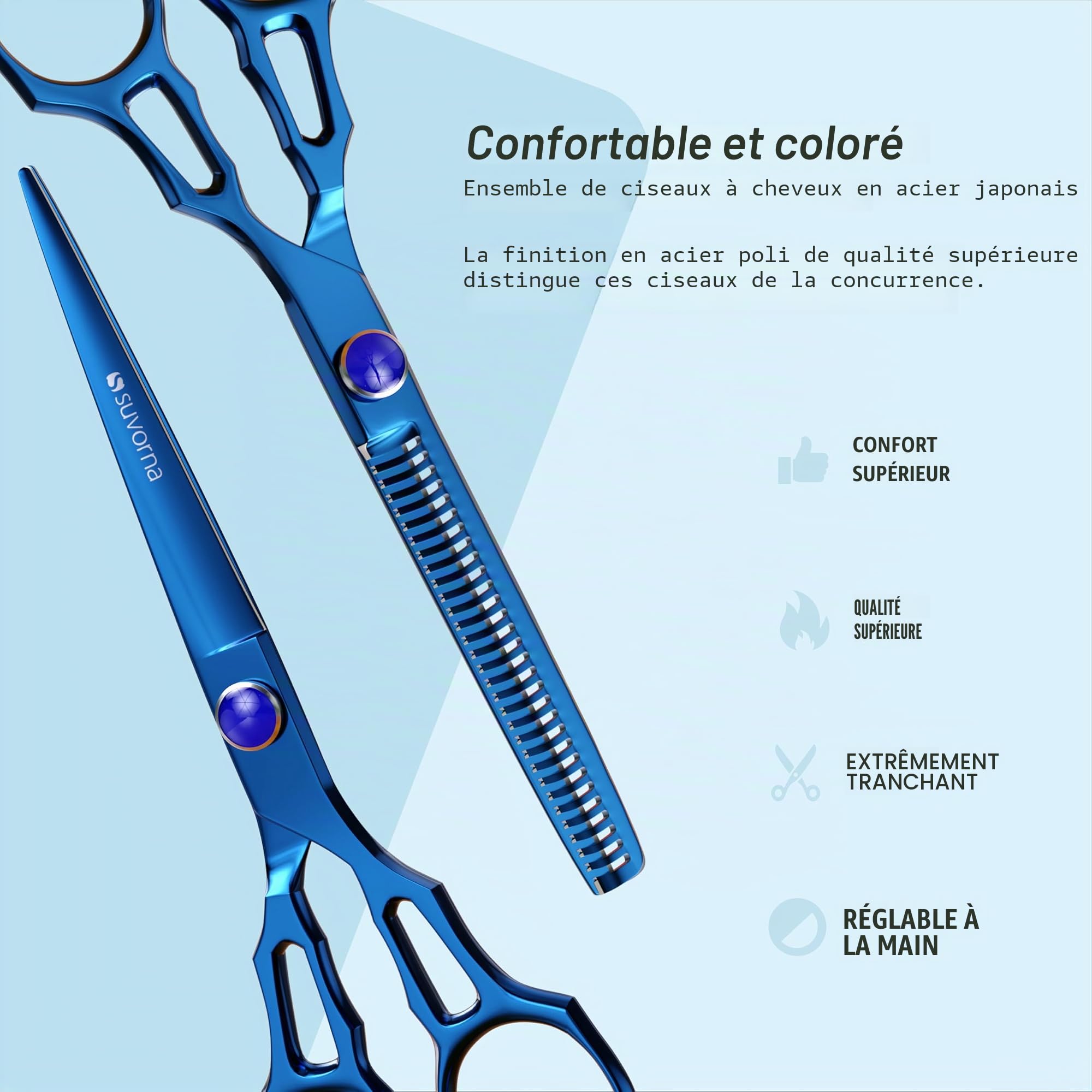 Kit Ciseaux Coiffure Professionnel 5.5" Ciseaux Desepaississant Cheveux Coupe Fourche Ciseaux Coiffeur Professionnel, Ciseaux Barbe Homme Ciseaux Cheveux Ciseau Coiffeur Accessoire Cheveux