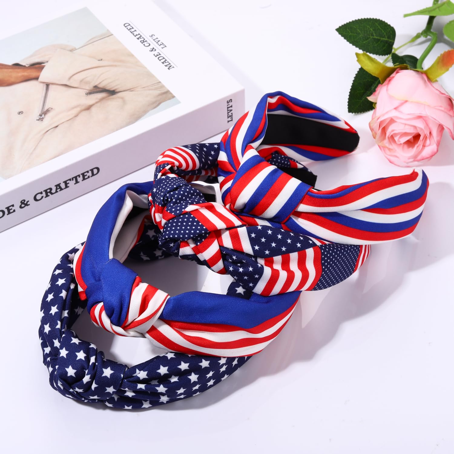 Streysisl Fascia per capelli 4 luglio, fascia patriottica da donna | Cerchio per capelli antiscivolo per il giorno 'indipendenza | Decorazioni per