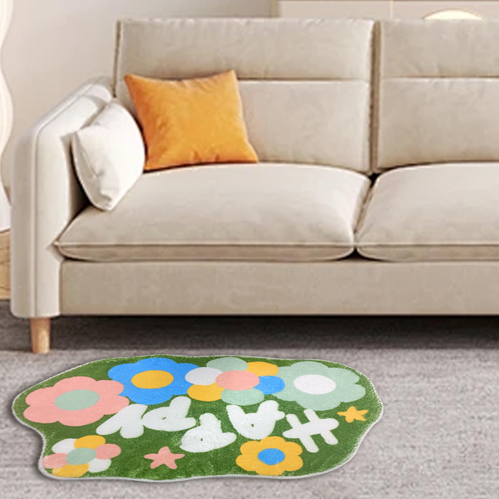 FOSDICK Bath Mat 40 x 60cm, Green, Polyester, Soft, Non-Slip, Machine Washable, Super Absorbent, Bathroom Floor Mat, Flower Rug - Image 4