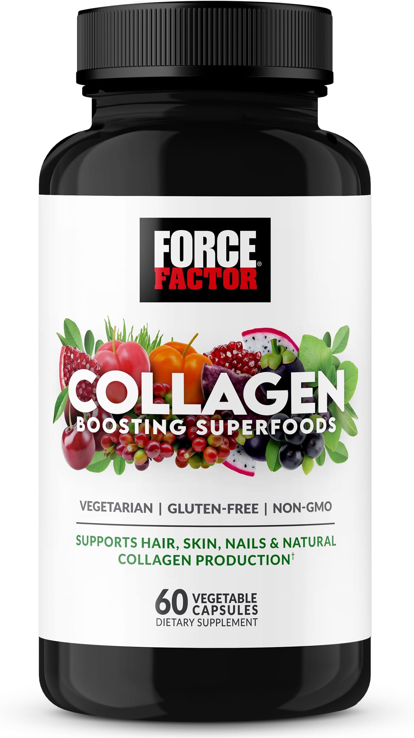 Collagen Boosting Superfoods, Vegan Collagen Booster with Hyaluronic Acid, Biotin, Bamboo, Amino Acids & Vitamins for Hair, Skin, and Nails, Strengthener and Skin Supplement, 60 Capsules