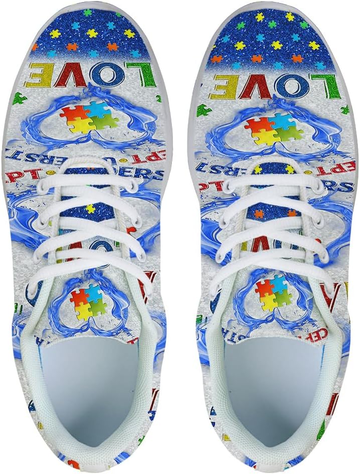 Autism Awareness Shoes for Women Men Trail Running Casual Fashion Sneakers Slip-on Tennis Shoes